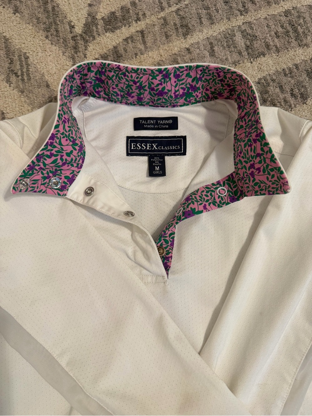 Essex Classics Girls' Show Shirt with Pink & Green Floral Collar